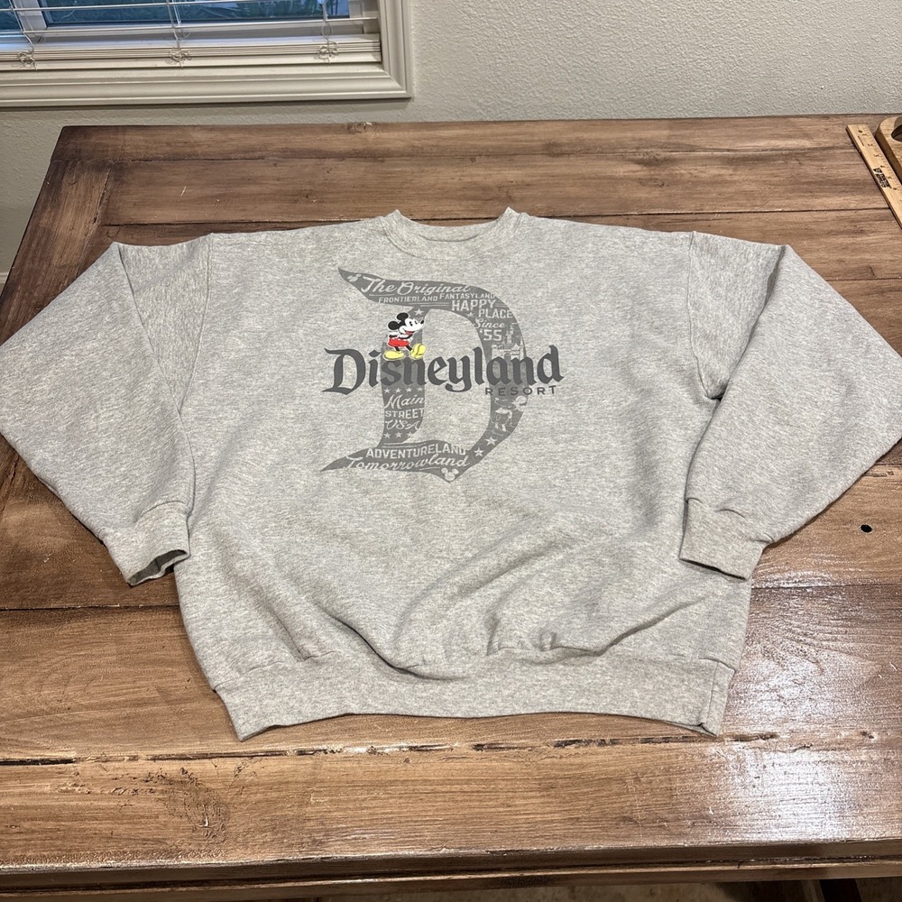 Vintage Disneyland Park Resort‎ Crewneck Sweatshirt Adult Large Gray Fleece Y2K